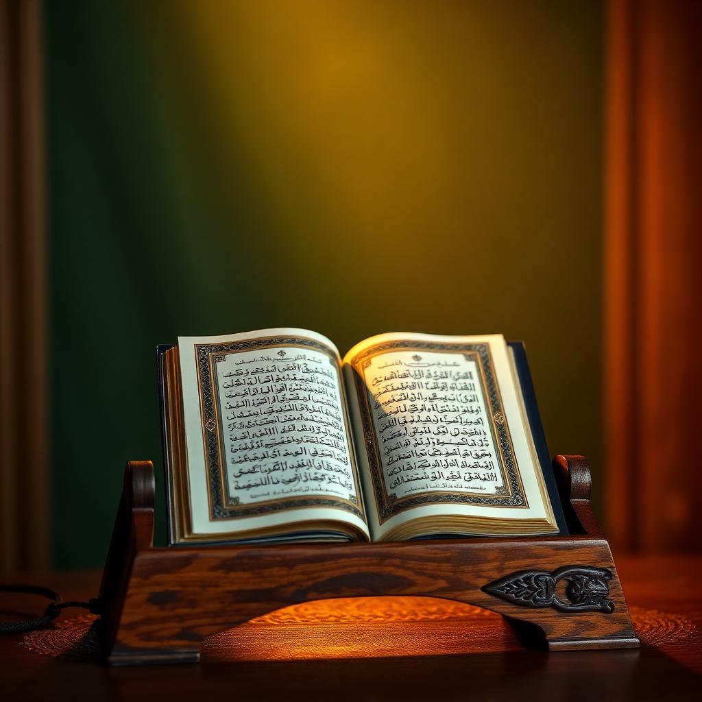 Le Noble Coran ouvert sur un rehal en bois